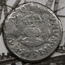 1751 Mo Mexico Pillar Silver 1/2 Real El Cazador Shipwreck Coin picture