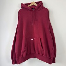 Vintage 2000's Nike Center Swoosh Pocket Embroidered y2k Maroon Red Hoodie - XXL picture