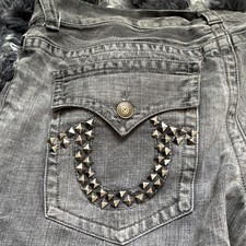 Vintage True Religion Studded Jeans Grey Made in USA picture