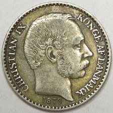 1878 Danish West Indies Silver 5 Cents - F/VF (Lot#1) picture