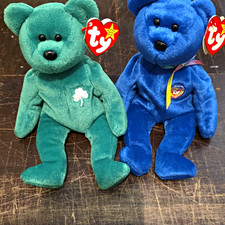 Ty Beanie Babies Erin Bear & Blue Bear Plush Lot of 2 Vintage 1997 picture