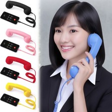 Retro Phone Handset USB-C Wired Handsets Style Landline Handle Receiver Black picture