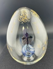 Vintage Eastern European Clear Glass Egg with Orthodox Style Cross Inside picture
