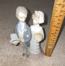 Lladró Porcelain Bride & Groom Wedding Figurine 1308 Hand Painted Signed 7in picture