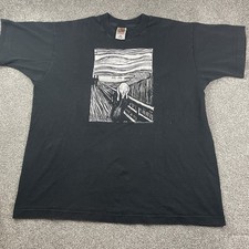 Vintage The Scream Edward Munch Art T-Shirt Men XL 1997 Black Single Stitch Boxy picture