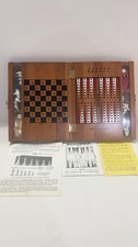 Vintage Drueke Game No 104 Wood Chess Checkers Backgammon Peg Board Set picture