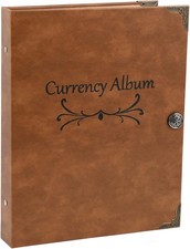 120 Pockets Currency Album, Paper Money Banknote Collection Book Bills Holder... picture