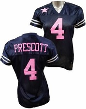 Custom Womens Blinged Football Navy/Pink Jersey, Dak Prescott picture