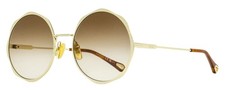 Chloe Scallop Rim Sunglasses CH0184S 002 Gold/Brown 59mm picture