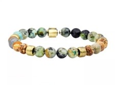 Blackjack Jewelry Mens Genuine African Turquoise Gold Plated Bracelet MSRP $110 picture