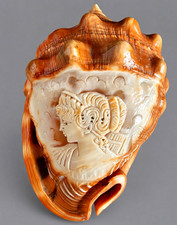 Vintage Italian Hand-Carved Cameo Conch Shell picture