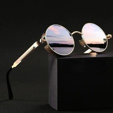Retro Round HD Polarized Sunglasses Men Women Vintage Gothic Steampunk Glasses picture