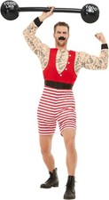 Deluxe Strongman Costume strong man jumpsuit mustache circus side show act actor picture