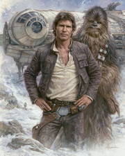 Harrison Ford As Han Solo with Chewbacca and Millennium Falcon Art/706429470 picture