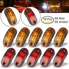 5pc Amber 5pc Red LED Car Truck Trailer RV Oval 2.5