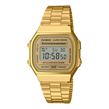 Casio Vintage A168WG-9WDF Illuminator Unisex Gold Digital Alarm Watch A168WG9W picture