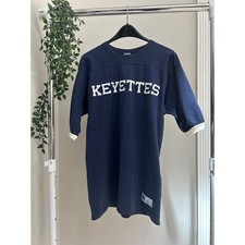 Vintage 80s Russell Athletic Keyettes Ringer Jersey Tee Navy Large Made in USA picture