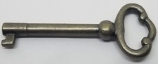ANTIQUE BRASS KEY for 1810 6536 Lock skeleton vintage old door cabinet desk roll picture