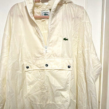 Vintage 90’s Izod Lacoste Men's White Hooded Anorak Jacket Zip Front Solid XL picture