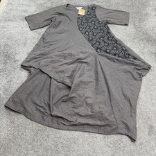 Mao Mam Select Textured Asymmetric A-Line Midi Dress Womens One Size Gray NWT picture