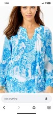 Lilly Pulitzer, Colby Top in Multi Toile Me About It, Blue, Sz S. picture