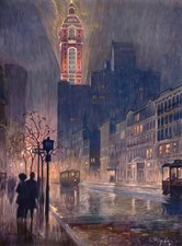 Martin Lewis: Lower Broadway at Night 22x30 Archival Quality Fine Art Print picture