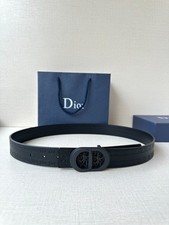 Dior Oblique Black Leather Belt Logo Buckle Men's Designer Belt With Box picture
