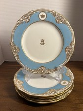 Antique 19th Century Celestial Blue / Gold (5) Luncheon Plates Kerr&Sons Dublin picture