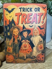 Vintage Inspired Retro Halloween Trick or Treat Sign picture