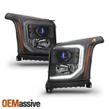 Fit 2015-2020 GMC Yukon LED DRL Projector Halogen Headlights - Black Assembly picture