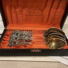 Antique 1936 Finnish 813H Solid Silver Gilt Coffee Spoons by Herman Herman Wist picture