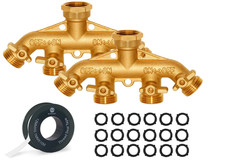 2 Pack MORVAT Heavy Duty Hexagonal Brass 4 Way Garden Hose Y Splitter picture