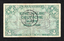 1948 GERMANY (WEST) ~ 1/2 DEUTSCHE MARK ~ P-1d ~ BERLIN STAMPED & PERFORATED 