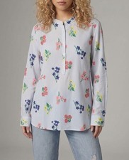 NWT Talbots Women’s Size PL Blue Floral Rayon Partial Button Up Pullover Tunic picture