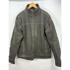 KÜHL Burr Men's Large Jacket Vintage Patina Dye Charcoal Gray Canvas Lined Coat picture