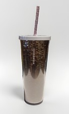 Starbucks 2018 Rose Gold Ombre Sequin Cold Cub tumbler 24oz (Venti) picture