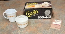 NEW - Corelle by Corning | Butterfly Gold | 605-4-N | Sugar Bowl w/Lid & Creamer picture