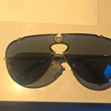 Versace Men's Aviator Sunglasses Gold Metal Frame Gray Tinted Plastic Lenses picture