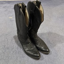Olathe Boot Co Mens 10.5 B Black Leather Cowboy Western Boots Made in USA Vtg picture