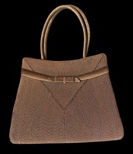 Vtg GUCCI 1940s RARE Women Brown Fabric Purse With ID Holder & Mirror Made Italy picture