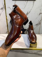 Italian Chelsea Boots Handcrafted Pure Leather Upper & Leather Sole Mens Shoes picture