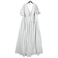 Lavetir A-Line Princess V-Neck Long Bridesmaid Women Size 22 Mint Split Side NEW picture