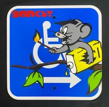 Very Vintage Rare Banksy Original spray stencil  Street Sign Painting 2016 picture