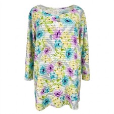 NEW Allison Daley Woman 2X Spring Floral Textured Tunic Blouse Pastel Top picture