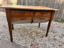 Antique French Country Primitive Possum Belly Pine Wood Bakers Work Table picture