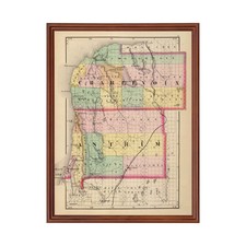 Old Map of Charlevoix County, MI 1873 - Vintage Michigan Art picture