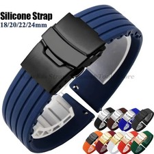 Silicone Rubber Watch Strap Band Deployment Clasp 18mm 20mm 22mm 24mm picture