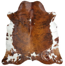 Real Cowhide Rug Brindle White Belly  - Size 6x6-7’ picture