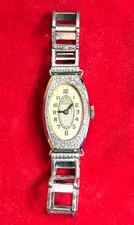 Authentic 1920's Bulova Deco Cocktail Watch Original Bracelet, Engraved Design picture