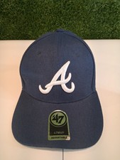 Atlanta Braves 47 Brand MVP Adjustable Hat Navy Blue MLB Baseball Snapback Cap picture